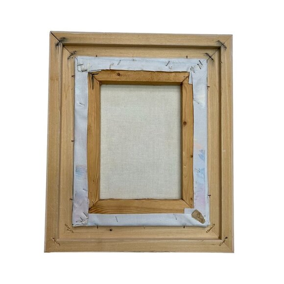 Framed Signed Painting Sea Scene With Girl and Bird, Original Acrylic on Canvas - Picture 3 of 7